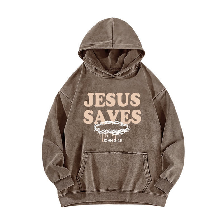 Christianartworkshop Jesus Saves John 3:16 Front And Back Washed Hoodie - image 14