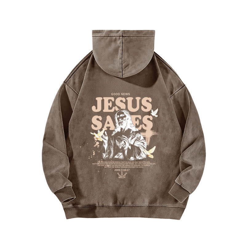 Christianartworkshop Jesus Saves John 3:16 Front And Back Washed Hoodie - image 13