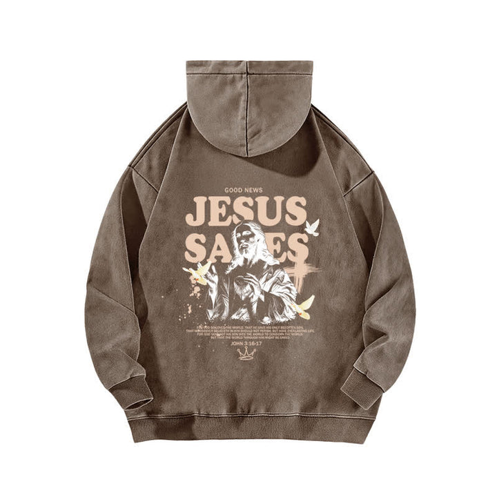 Christianartworkshop Jesus Saves John 3:16 Front And Back Washed Hoodie - image 13