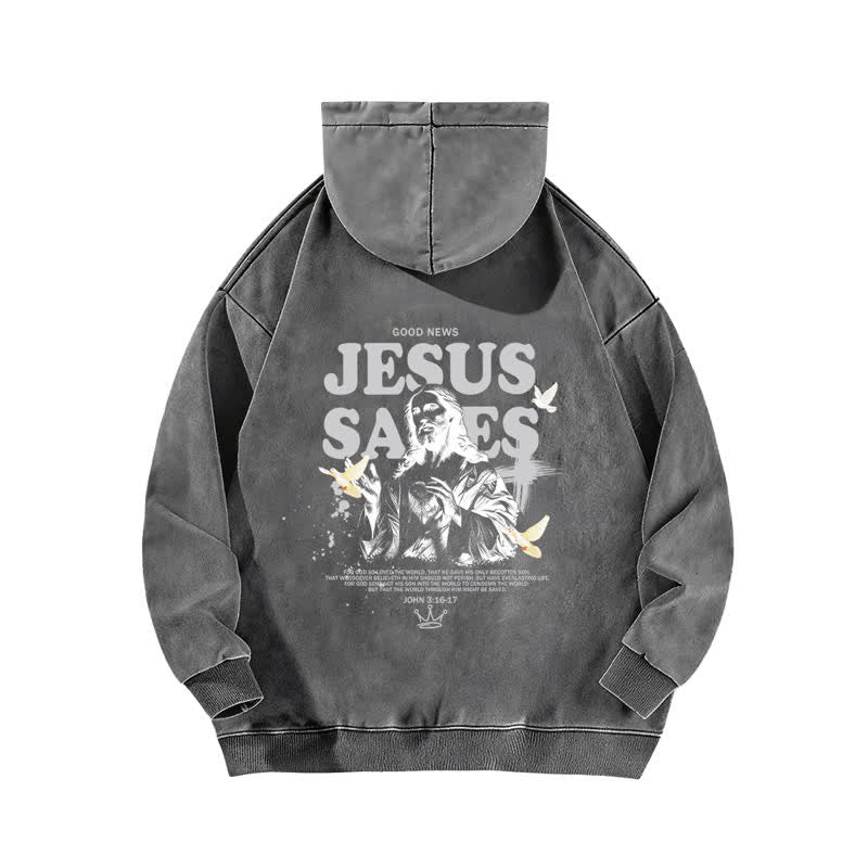 Christianartworkshop Jesus Saves John 3:16 Front And Back Washed Hoodie - image 10