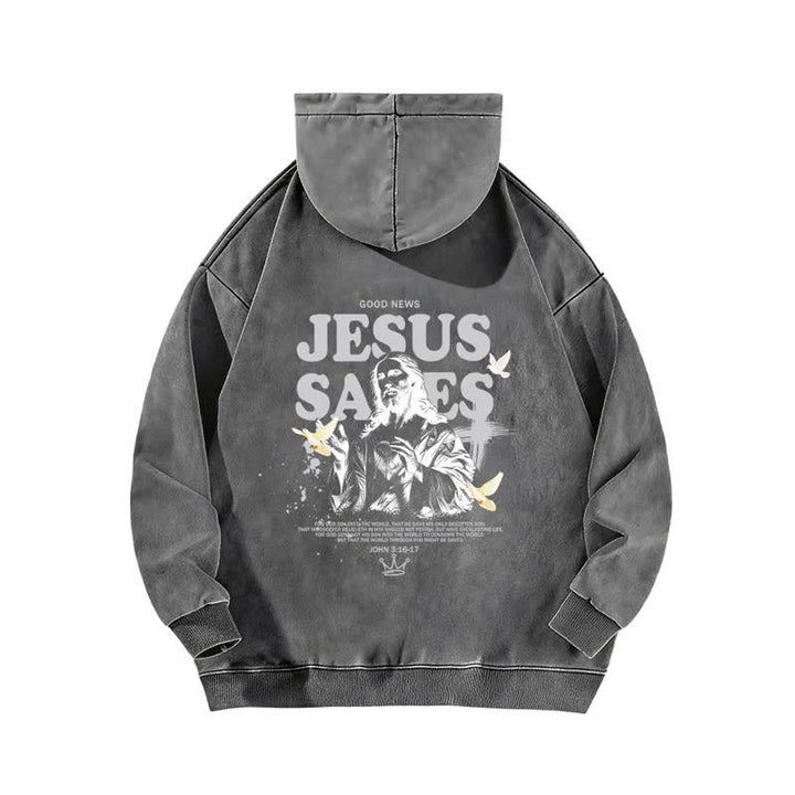 Christianartworkshop Jesus Saves John 3:16 Front And Back Washed Hoodie - image 10