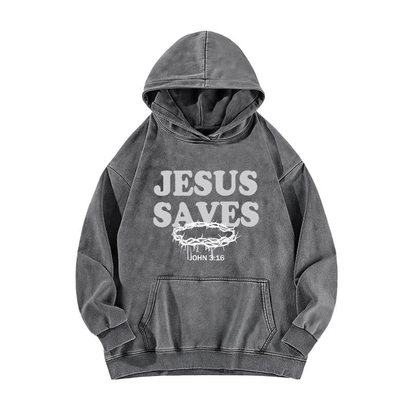 Christianartworkshop Jesus Saves John 3:16 Front And Back Washed Hoodie - image 11