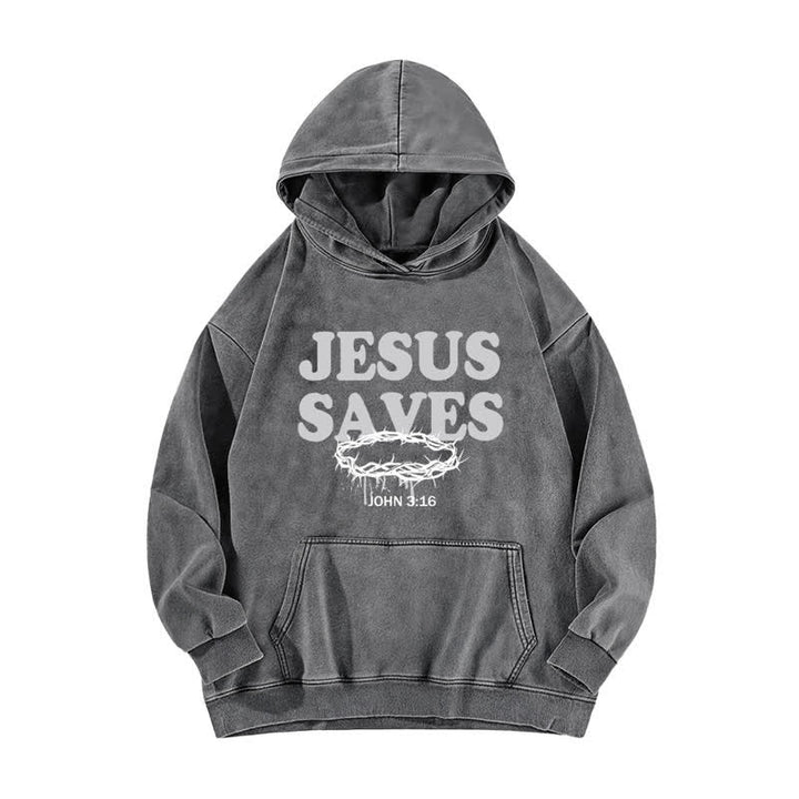 Christianartworkshop Jesus Saves John 3:16 Front And Back Washed Hoodie - image 11