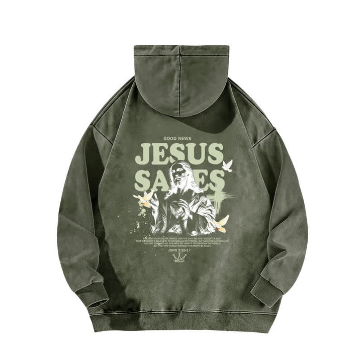 Christianartworkshop Jesus Saves John 3:16 Front And Back Washed Hoodie - image 4