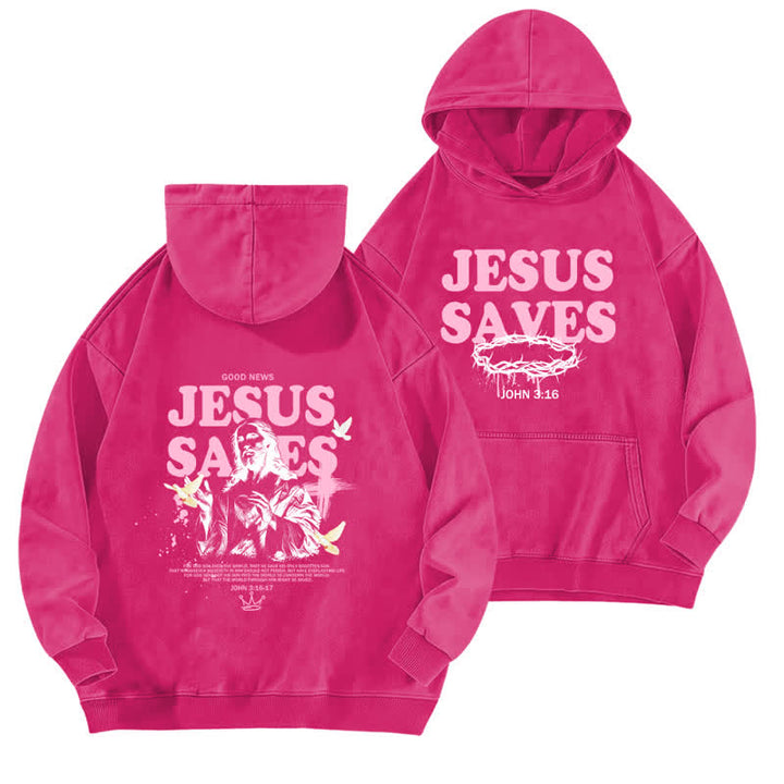 Christianartworkshop Jesus Saves John 3:16 Front And Back Washed Hoodie - Rose - 5XL - image 15