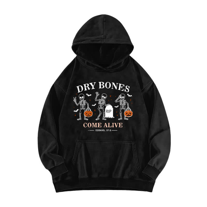 Christianartworkshop Dry Bones Come Alive Vintage Washed Pullover Hoodie - Black - 5XL - image 1