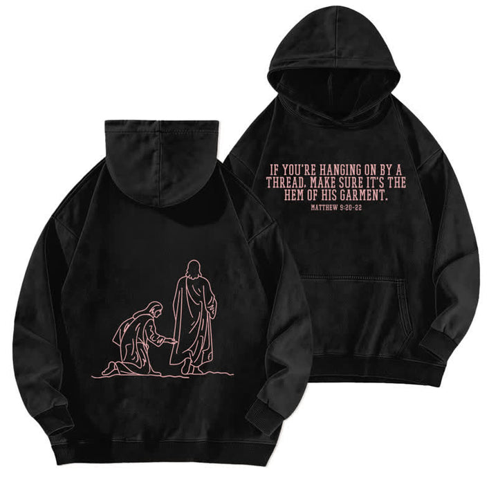 Christianartworkshop Hem Of His Garment Front And Back Washed Hoodie - Black - 5XL - image 0