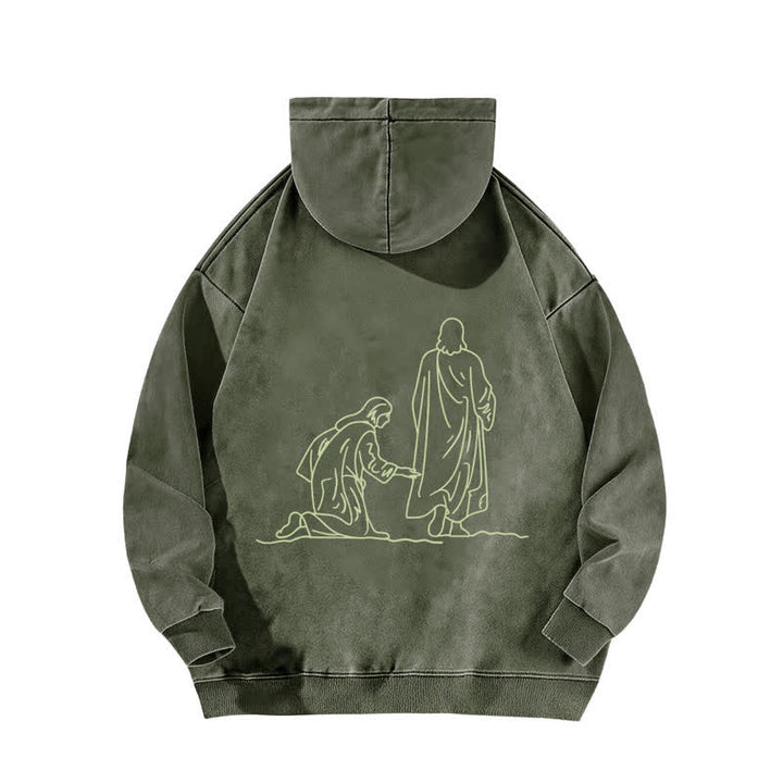 Christianartworkshop Hem Of His Garment Front And Back Washed Hoodie - image 16