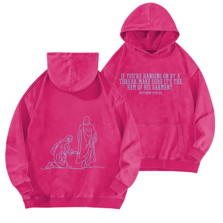 Christianartworkshop Hem Of His Garment Front And Back Washed Hoodie - Rose - 5XL - image 3