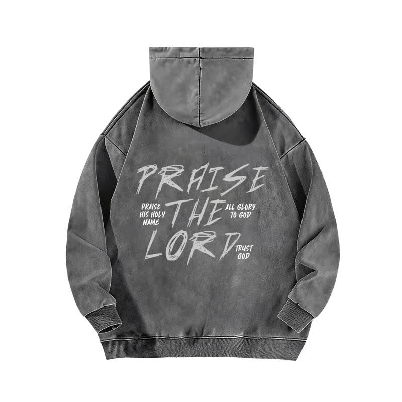 Christianartworkshop Praise The Lord Front And Back Washed Hoodie - image 4