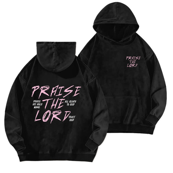 Christianartworkshop Praise The Lord Front And Back Washed Hoodie - Black - 5XL - image 0