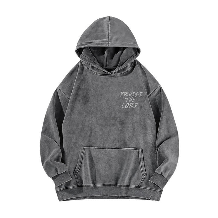 Christianartworkshop Praise The Lord Front And Back Washed Hoodie - image 5