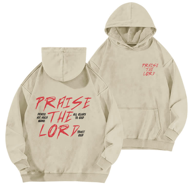 Christianartworkshop Praise The Lord Front And Back Washed Hoodie - Apricot - 5XL - image 9