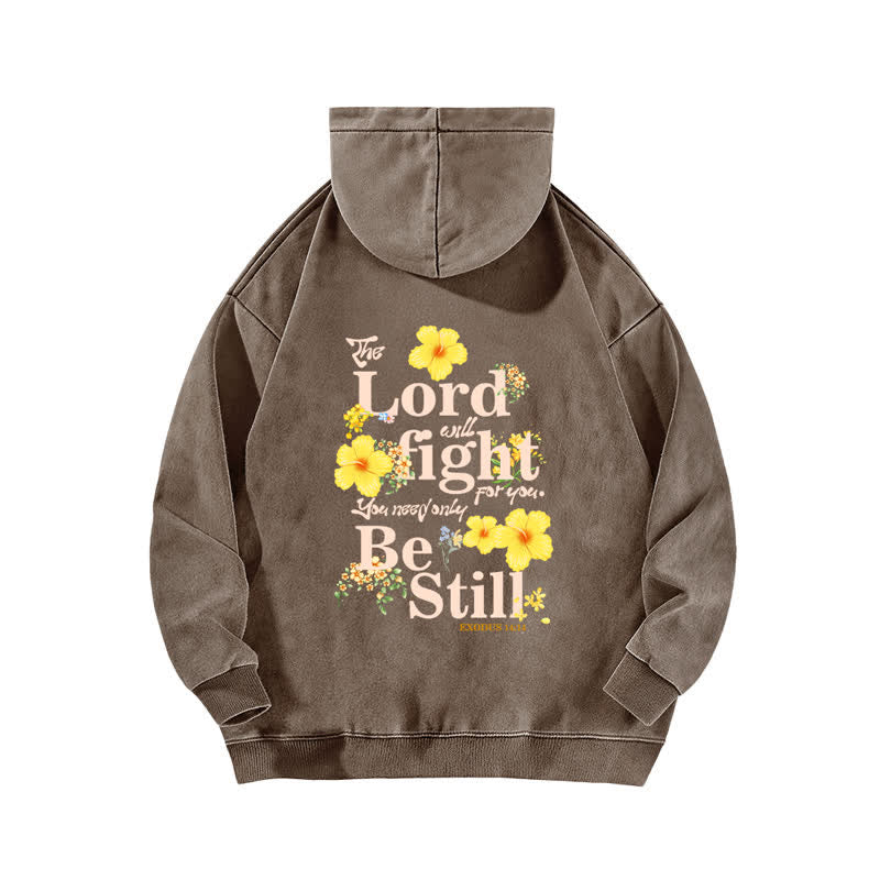 Christianartworkshop Be Still Floral Front And Back Washed Hoodie - image 16