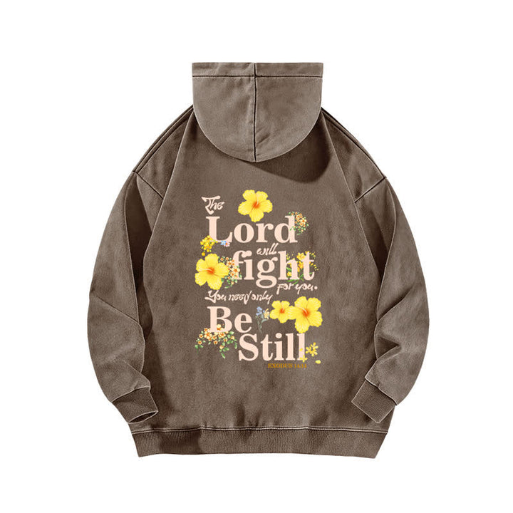 Christianartworkshop Be Still Floral Front And Back Washed Hoodie - image 16