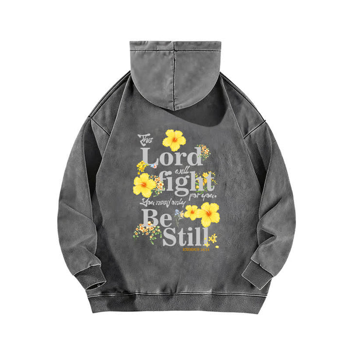 Christianartworkshop Be Still Floral Front And Back Washed Hoodie - image 7