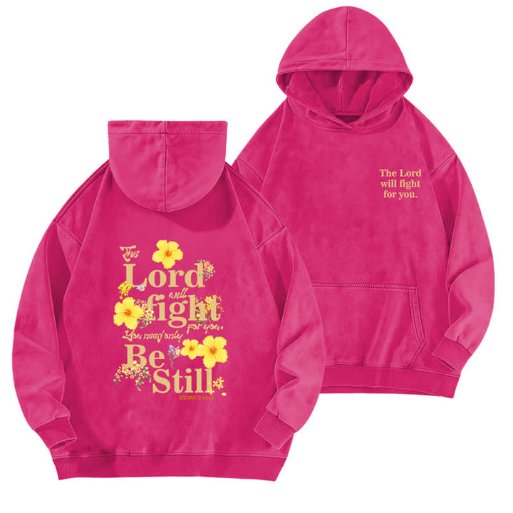 Christianartworkshop Be Still Floral Front And Back Washed Hoodie - Rose - 5XL - image 12