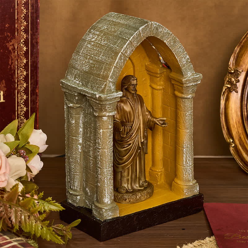 Christianartworkshop Ornate Gothic Arch Jesus Illuminated Shrine: Vessel of Sacred Peace - image 1