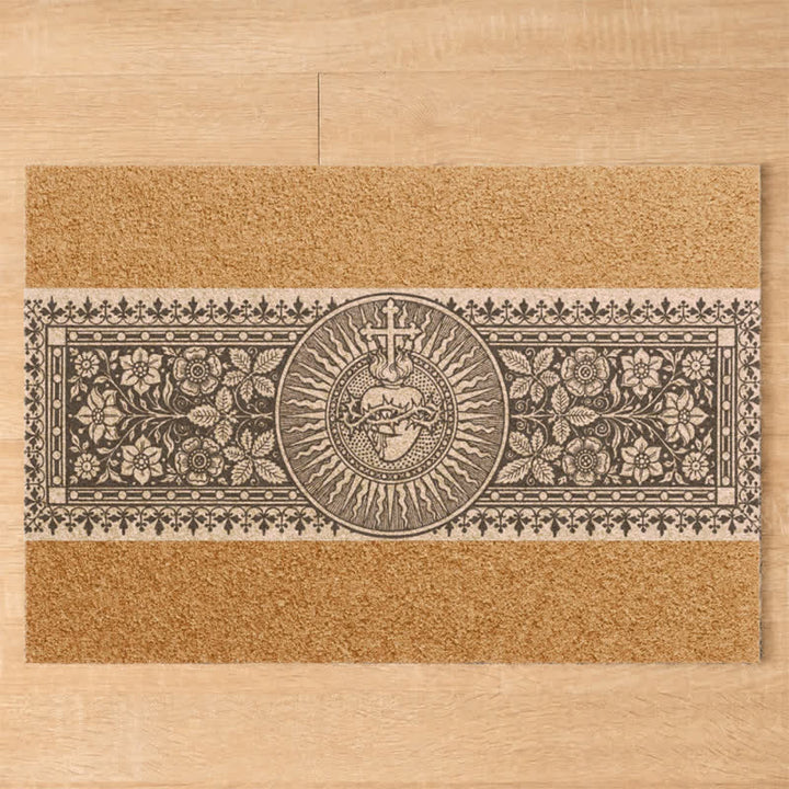 Christianartworkshop Engraved Style Sacred Heart Cross Doormat - image 3