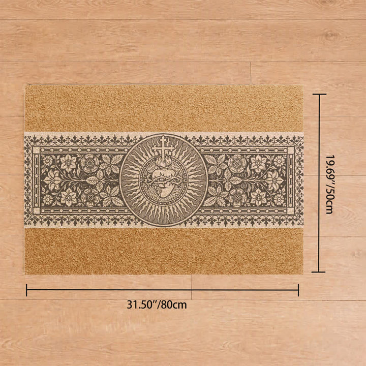 Christianartworkshop Engraved Style Sacred Heart Cross Doormat - 19.69''*31.5''/50*80cm - image 8
