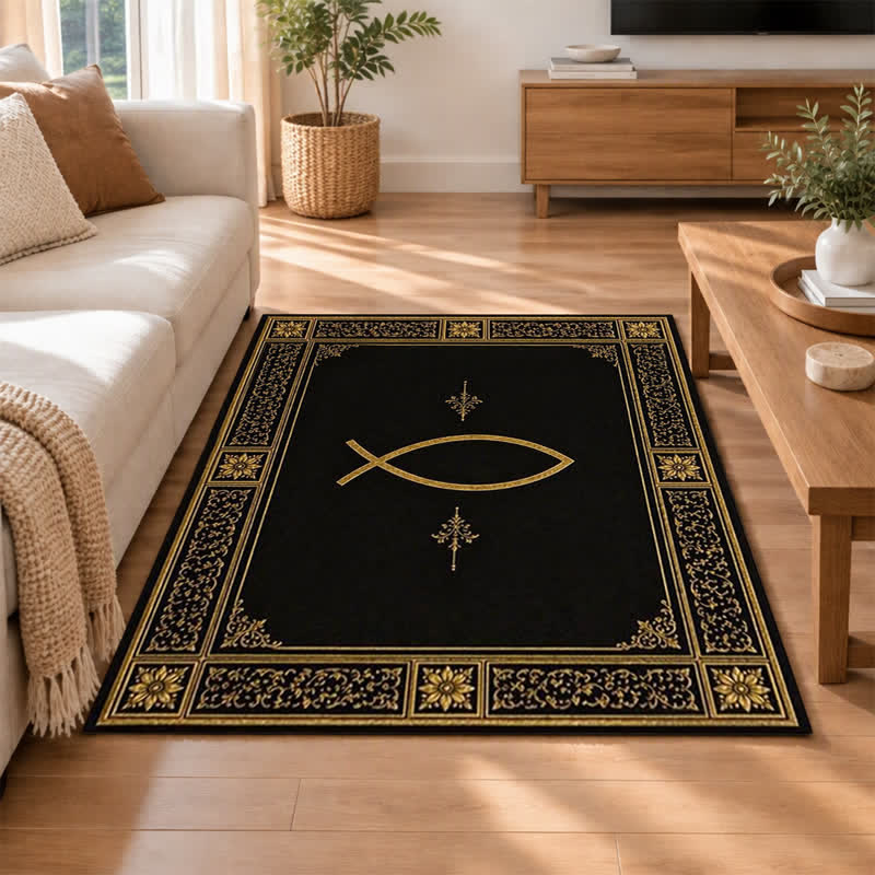 Christianartworkshop Ichthys & Chi-Rho Monogram Velvet Tapestry: Token of Abiding Celestial Shelter - image 1