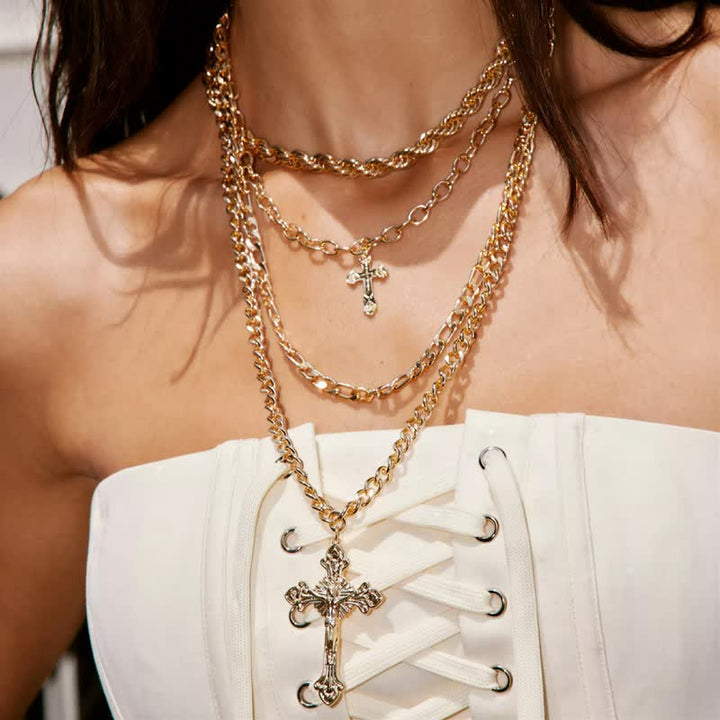 FREE Today: Ornate Vintage Crucifix Stacked Chain Necklace - Crucifix & Cross - image 0