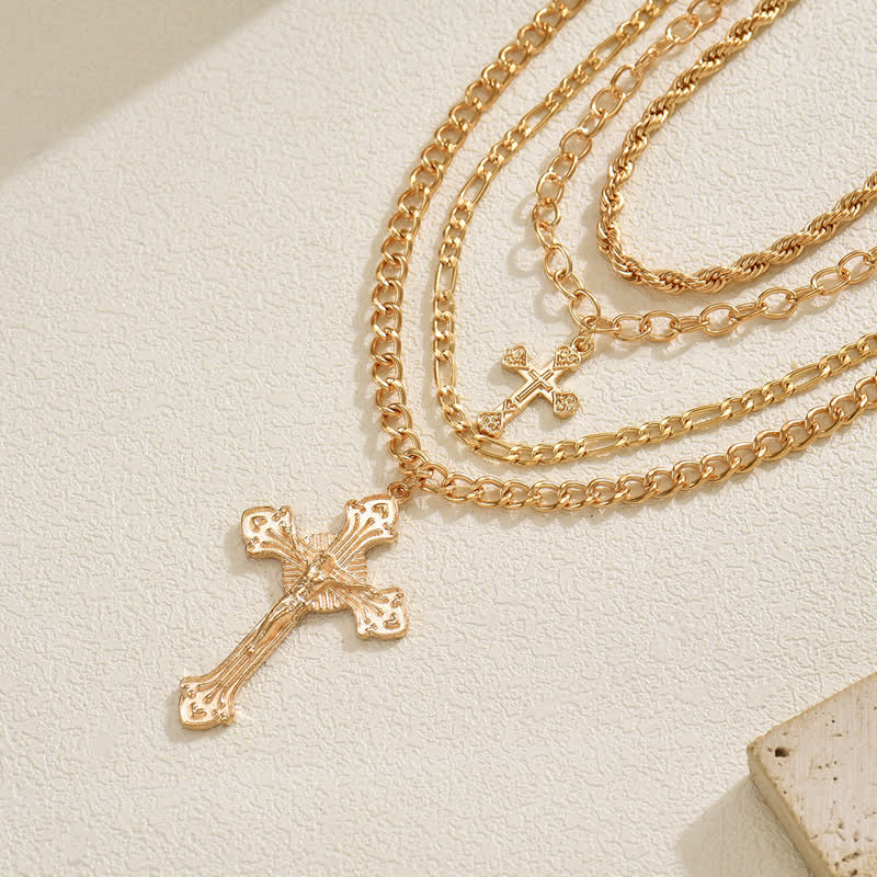 FREE Today: Ornate Vintage Crucifix Stacked Chain Necklace - image 2