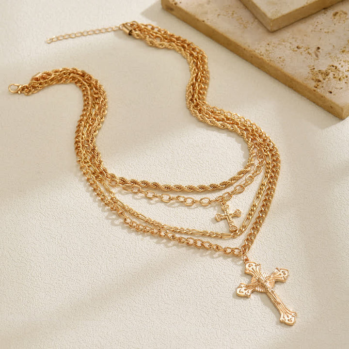 FREE Today: Ornate Vintage Crucifix Stacked Chain Necklace - image 1