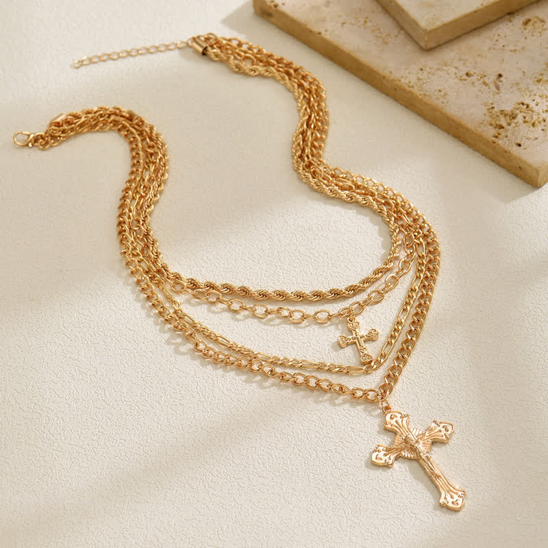FREE Today: Ornate Vintage Crucifix Stacked Chain Necklace - image 3