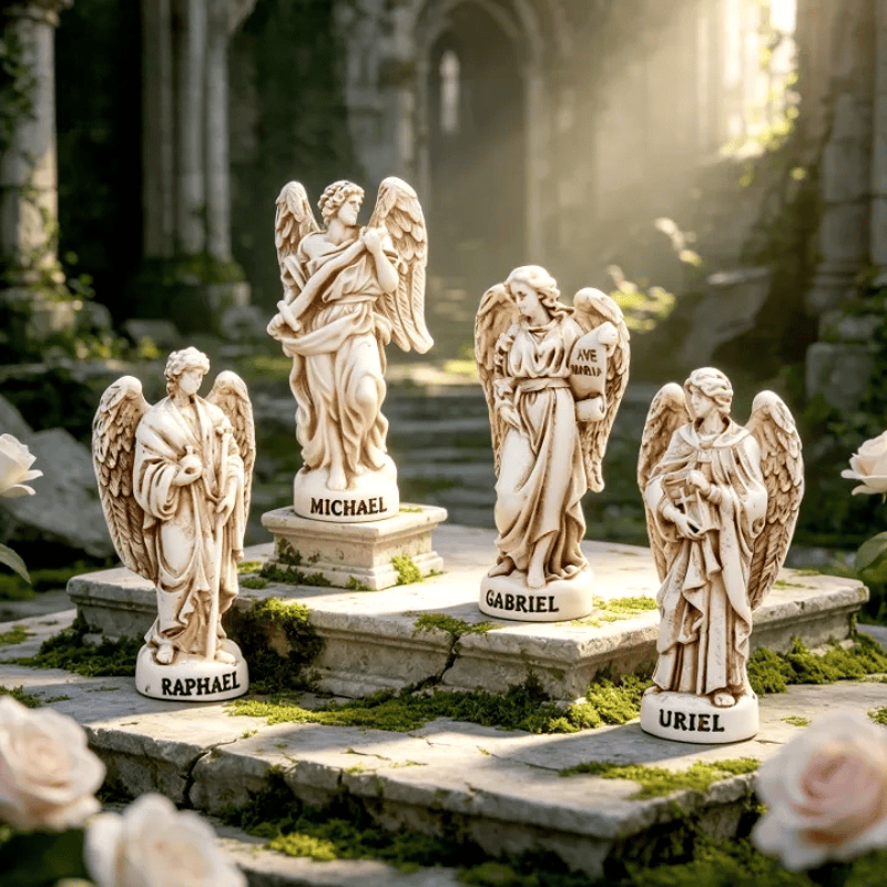 Christianartworkshop Vintage Resin Archangel Figurine Desktop Ornament - Archangel 4Pcs/Set - image 0