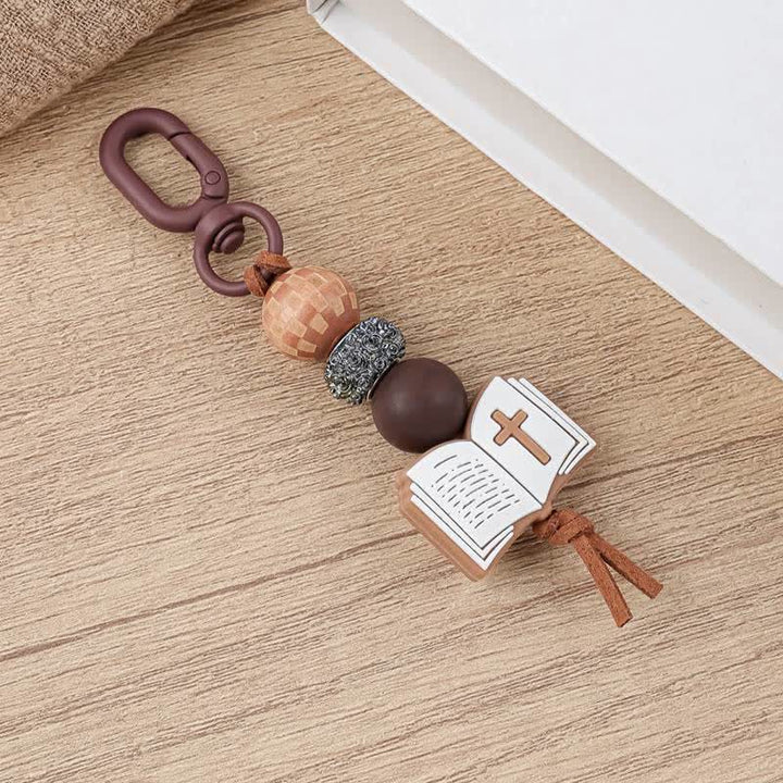 Christianartworkshop Multi-Bead Scripture Cross Silicone Keychain: Amulet of Quiet Divine Assurance - Keychain - Brown - image 11