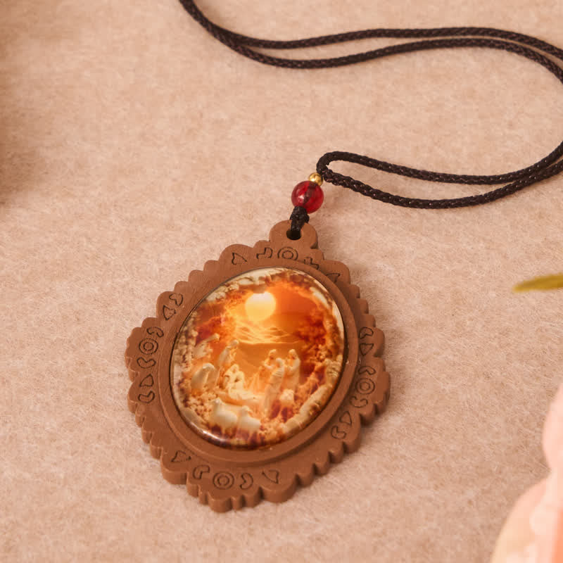 FREE Today: Wooden-Framed Glass Nativity Pendant Necklace: Symbol of Tender Heavenly Grace - image 4