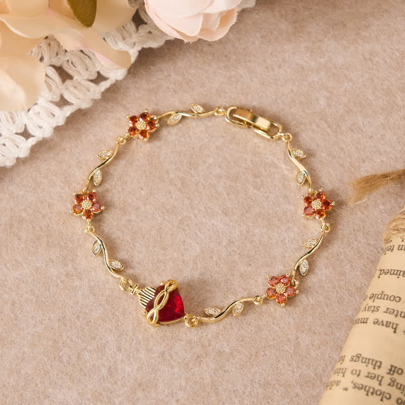 Christianartworkshop Ornate Brass Sacred Heart Vine Bracelet: Emblem of Tender Heavenly Devotion - Red - Sacred Heart A - image 3