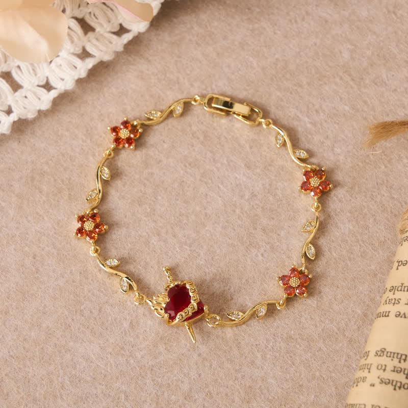Christianartworkshop Ornate Brass Sacred Heart Vine Bracelet: Emblem of Tender Heavenly Devotion - Red - Sacred Heart C - image 7