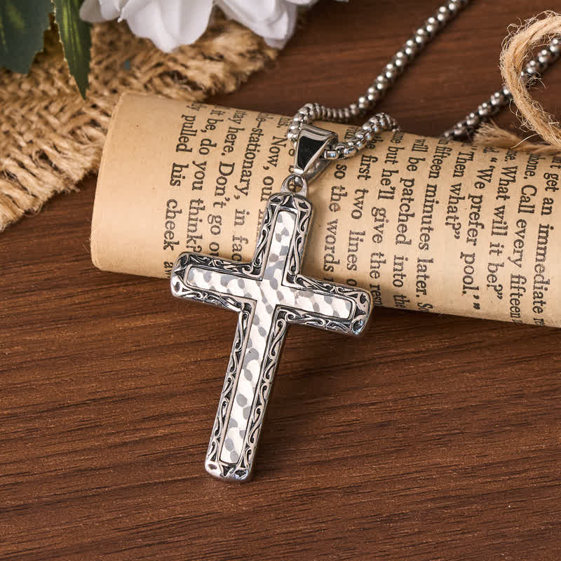 FREE Today: Vintage Engraved Texture Cross Necklace: Timeless Symbol of Tender Grace - Silver - image 0