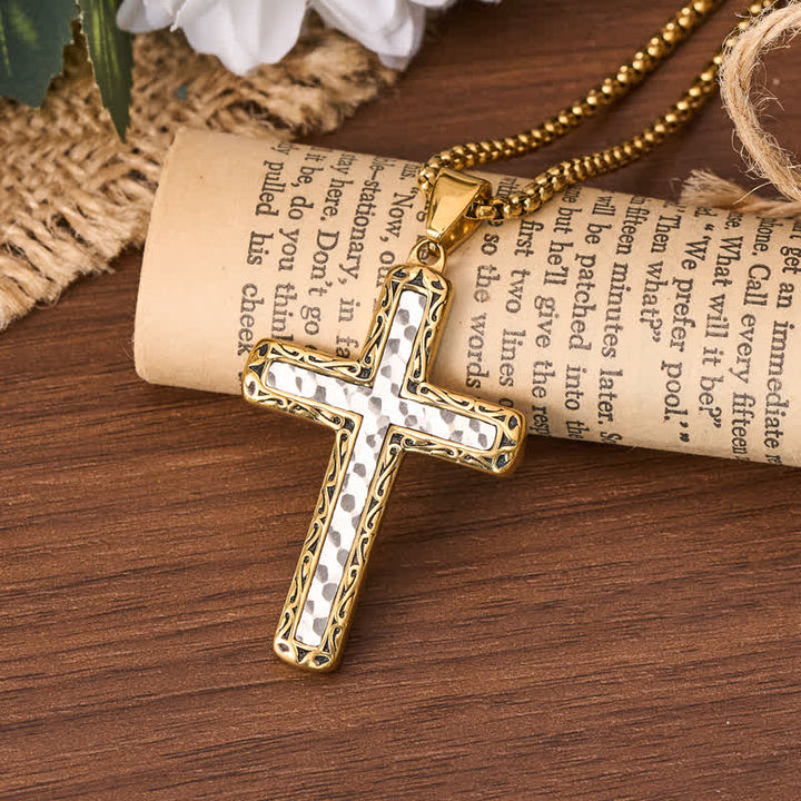 FREE Today: Vintage Engraved Texture Cross Necklace: Timeless Symbol of Tender Grace - Golden - image 4