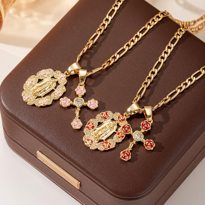 FREE Today: Rose Framed Our Lady of Guadalupe & Jeweled Cross Necklace - image 1