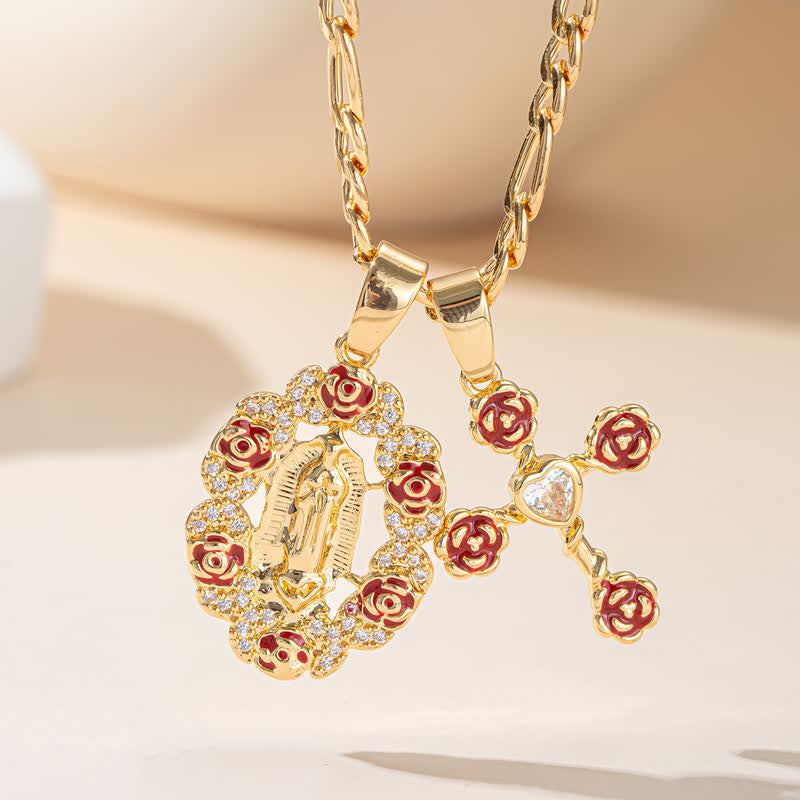 FREE Today: Rose Framed Our Lady of Guadalupe & Jeweled Cross Necklace - image 4
