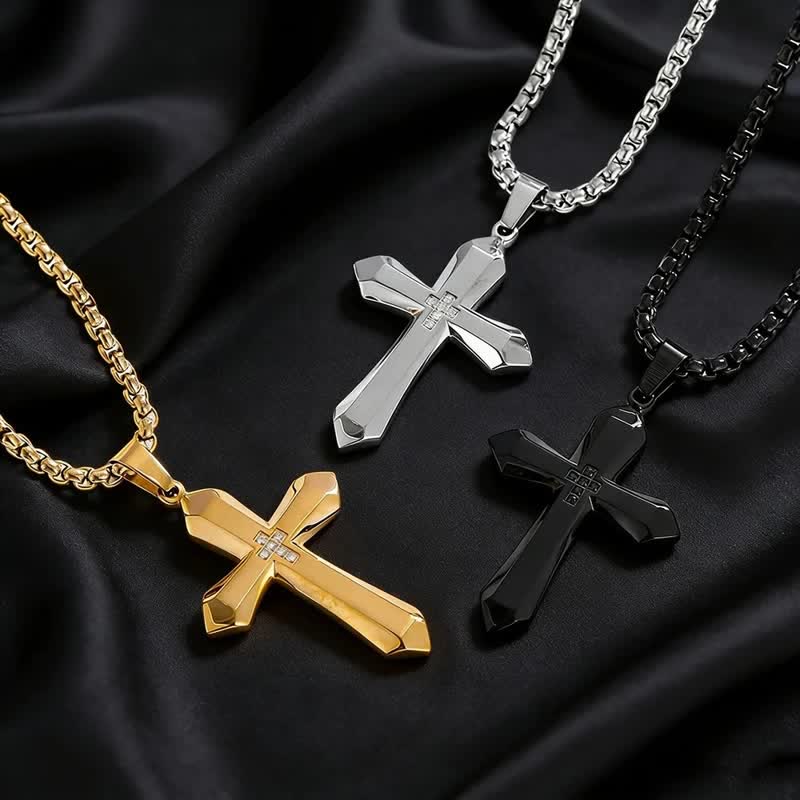 Christianartworkshop Three-Styled Stainless Steel Sculpted Cross Pendant Necklace - image 0