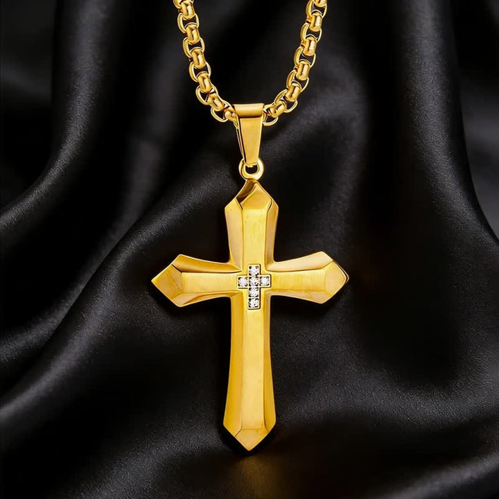 FREE Today: Three-Styled Stainless Steel Sculpted Cross Pendant Necklace - image 3