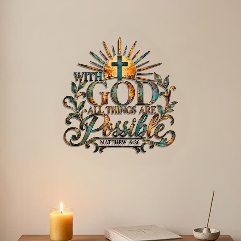 Christianartworkshop Sunburst & Foliage Metal Cross Wall Decor: Token of Unfailing Sacred Hope - image 7