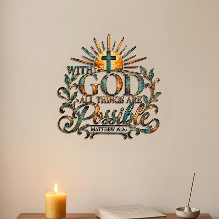 Christianartworkshop Sunburst & Foliage Metal Cross Wall Decor: Token of Unfailing Sacred Hope - image 7