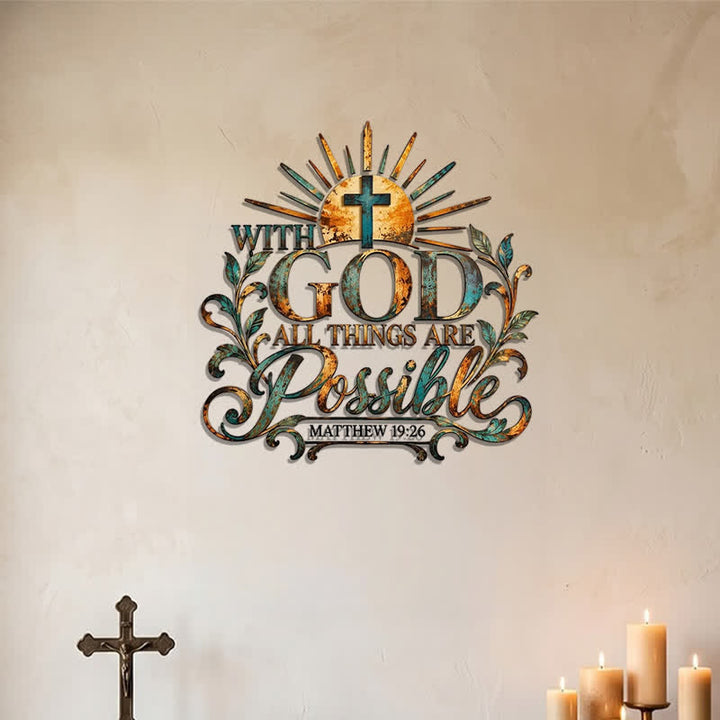 Christianartworkshop Sunburst & Foliage Metal Cross Wall Decor: Token of Unfailing Sacred Hope - image 4