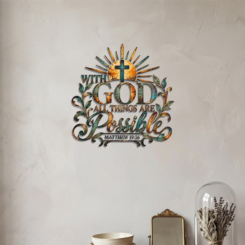 Christianartworkshop Sunburst & Foliage Metal Cross Wall Decor: Token of Unfailing Sacred Hope - image 6