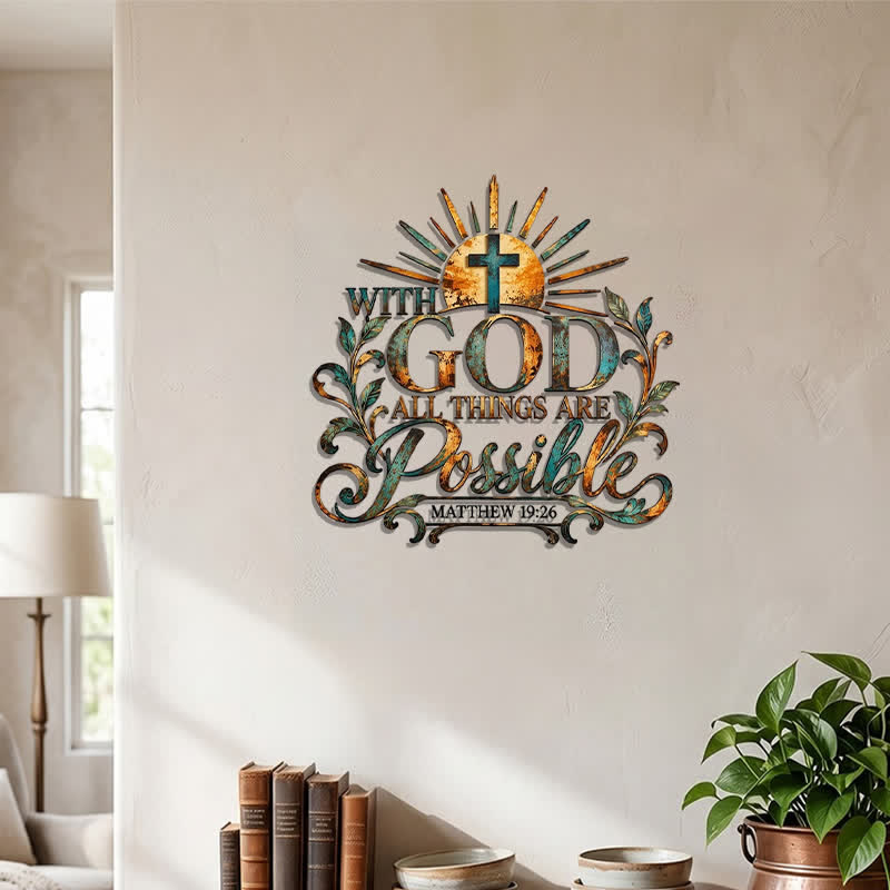 Christianartworkshop Sunburst & Foliage Metal Cross Wall Decor: Token of Unfailing Sacred Hope - image 5