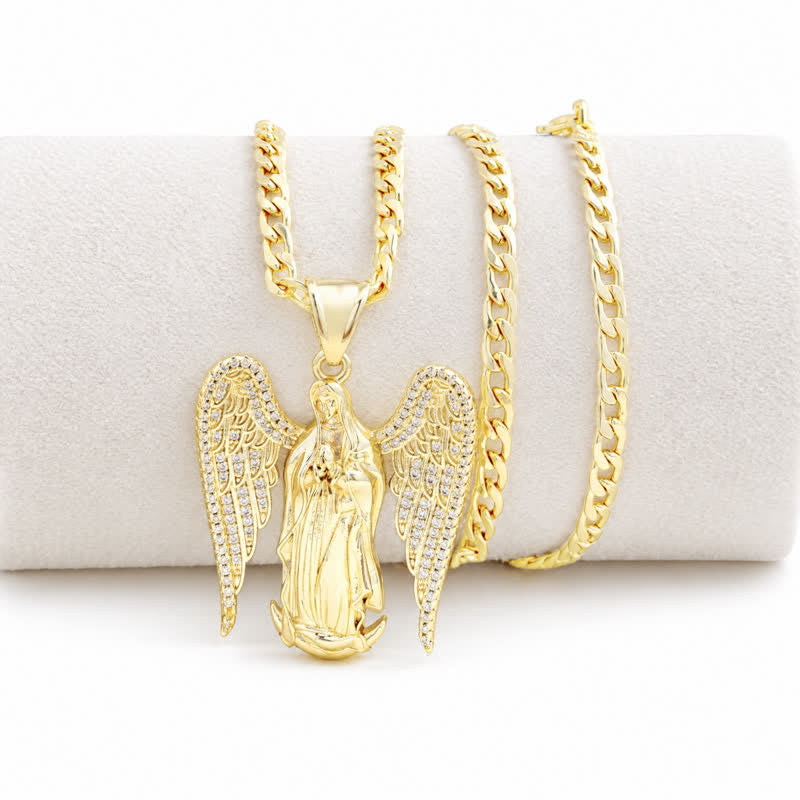 Christianartworkshop Intricately Sculpted Our Lady Wing Copper Necklace - Golden - image 3