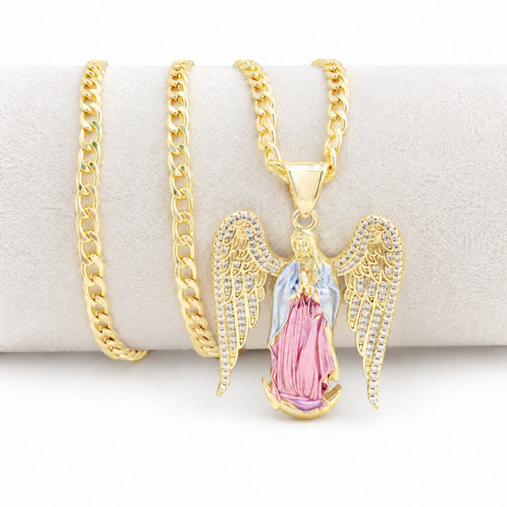 Christianartworkshop Intricately Sculpted Our Lady Wing Copper Necklace - Pink - image 4
