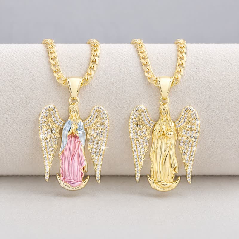 Christianartworkshop Intricately Sculpted Our Lady Wing Copper Necklace - image 0