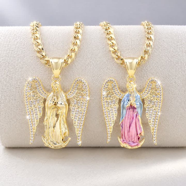 Christianartworkshop Intricately Sculpted Our Lady Wing Copper Necklace - image 1