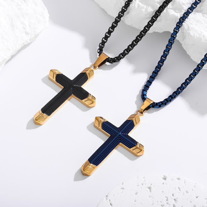 Christianartworkshop Linear Engraved Titanium Cross Pendant: Keepsake of Sincere Devoted Remembrance - image 0
